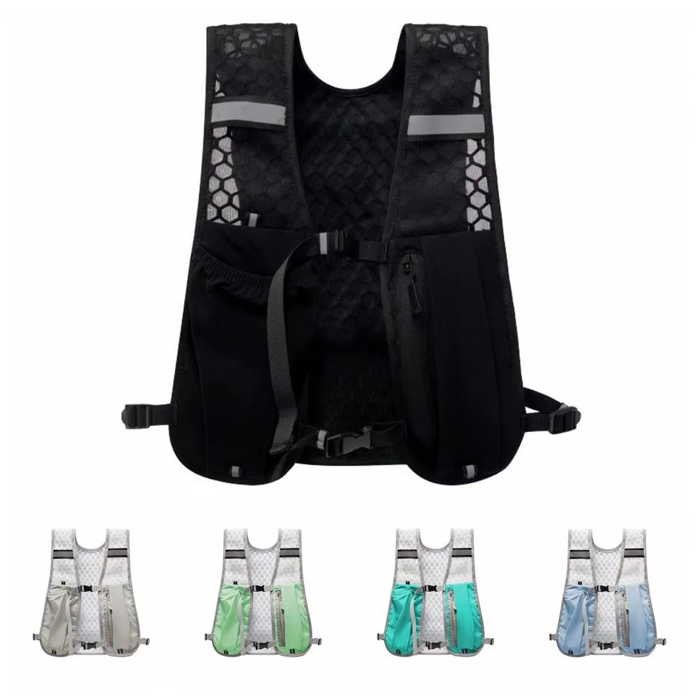 New Running Water Bottle Storage Vest Lightweight Running Vest Reflective Hydration Water Chest Pack with Phone Holder