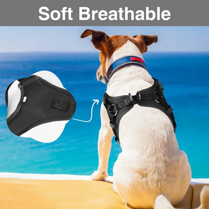 No Pull Dog Harness, Easy Walk Dog Harness,Mesh Breathable Padded Dog Vest Harness Step-In No Choke Adjustable Dog Harness for Small Medium Large Dogs - Black S